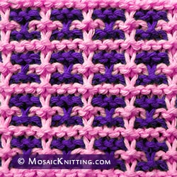 Two color Knitting. Windowpane Square stitch. Knit using slipped stitches. Easy to memorize.