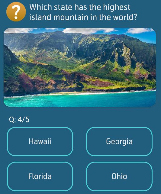 Which state has the highest island mountain in the world?