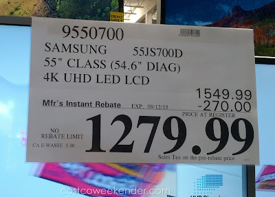 Deal for the Samsung 55-inch UN55JS700D 4K UHD Smart LED LCD tv at Costco