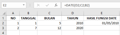 Cara Menggunakan Rumus Fungsi DATE di Microsoft Excel dan Contohnya