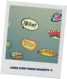 fridge magnets, comic strip, kapow, boom, thwack