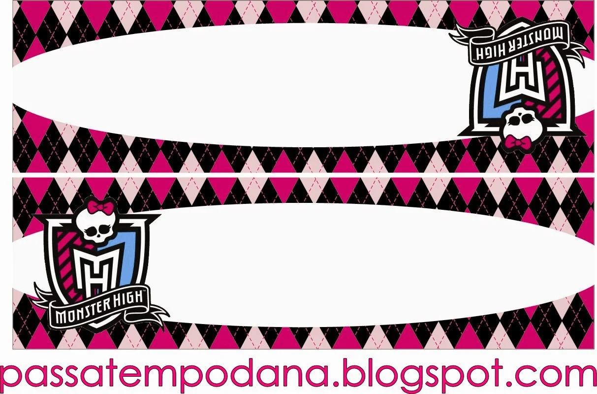 Etiquetas para Candy Bar de Monster High Rosa para Imprimir Gratis.