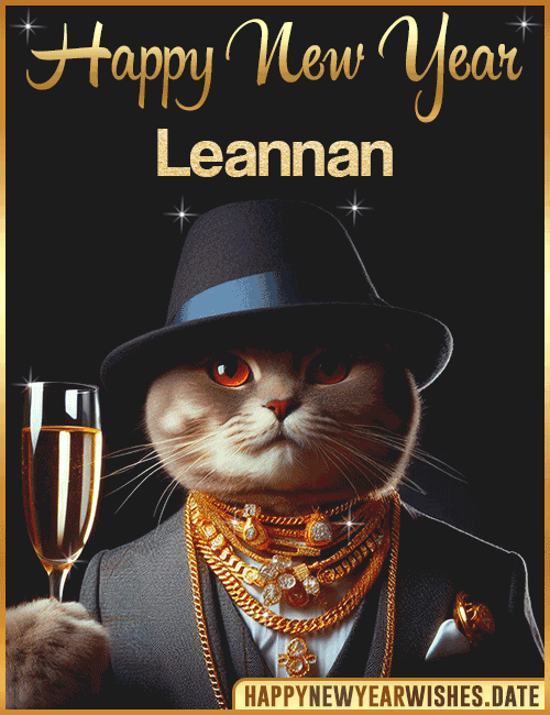Happy New Year Cat Funny Gif Leannan