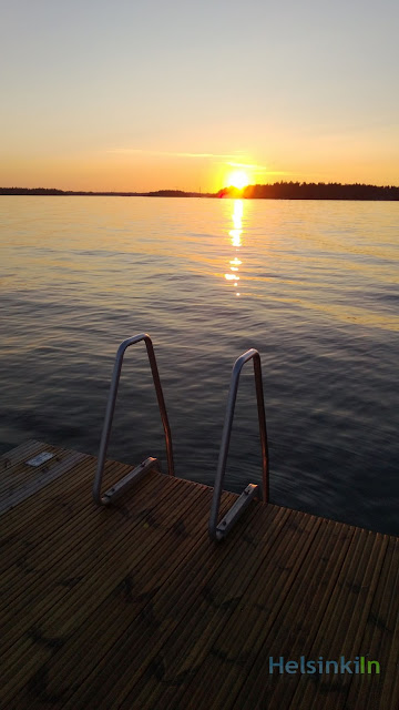 swimming around sunset