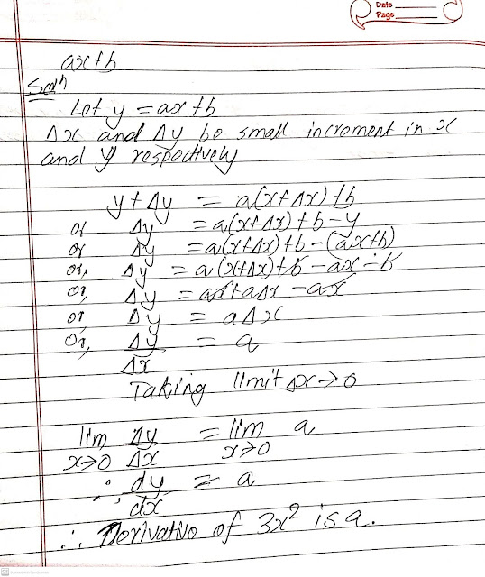 Find derivative of ax+b using first principle definition.Solved with video explanation.