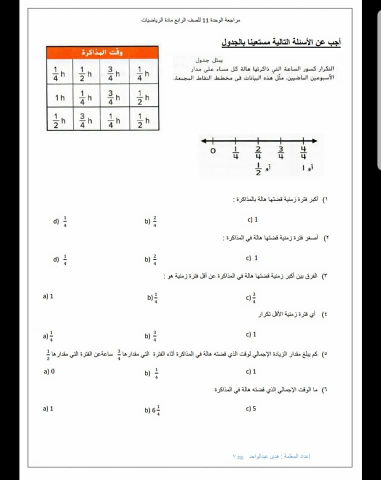 الوحدة 11 رياضيات الصف التاسع الفصل الثالث 2024 