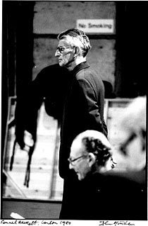 Samuel Beckett directs rehearsals for 'Endgame' in London, 1980. Photograph by John Haynes.