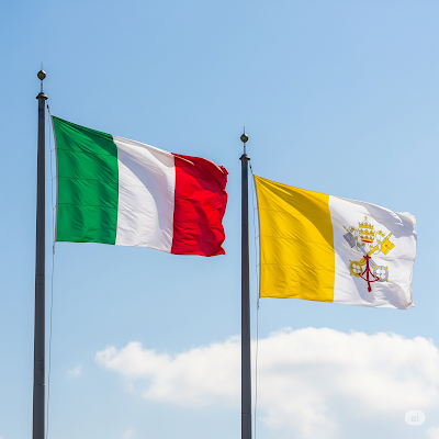 Italy and Vatican City flags