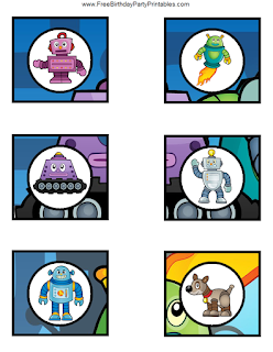 Free Robot Birthday Party Printables- cupcake toppers