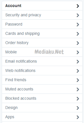 Letak Menu Pengaturan Twitter