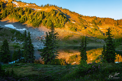 Early morning light on Lunch Lake in Seven Lakes Basin, Olympic National Park, Washington, USA.