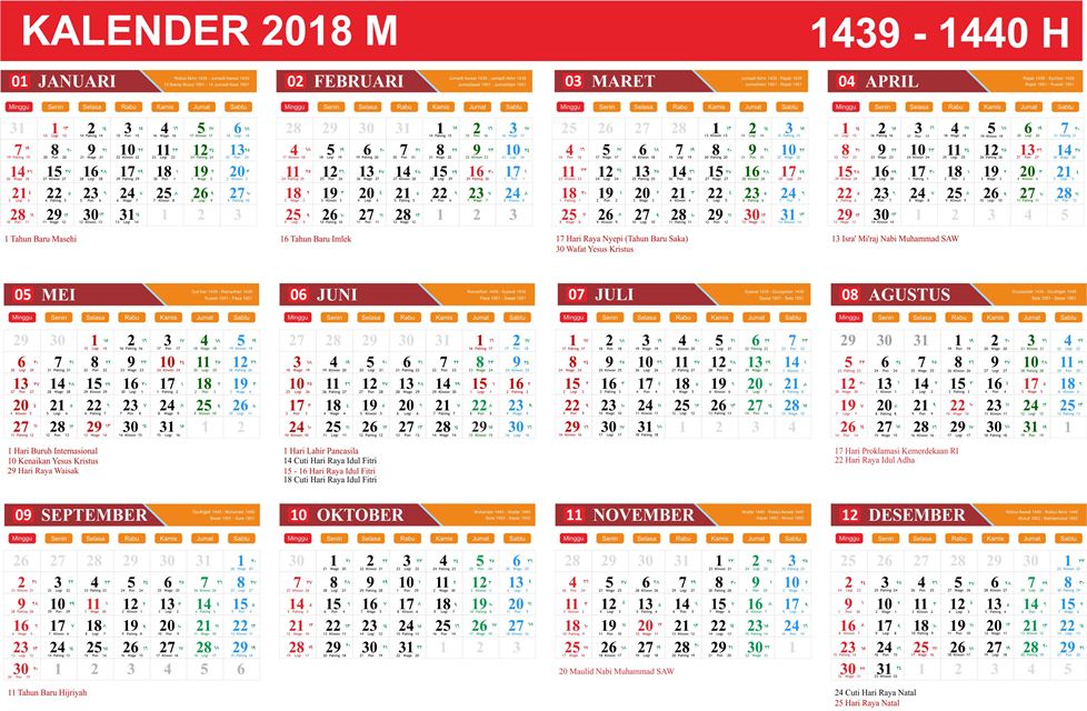 Gratis Download Template Kalender 2018 cdr  kanglux