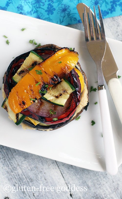 Grilled Vegetable Stack with Lemon Hummus - Gluten-Free and Vegan