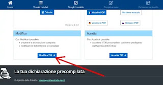 Accettare dichiarazione 730 precompilata - 1 cliccare su modifica