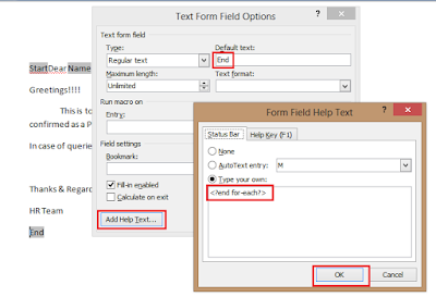 Text Form, End Level tag