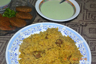 Rice, beef palao, mutton palao, pilau