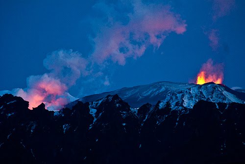 iceland volcano eruption pictures. A volcano erupted near a