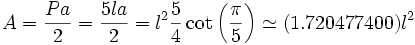 FORMULA DELL'AREA DEL PENTAGONO REGOLARE