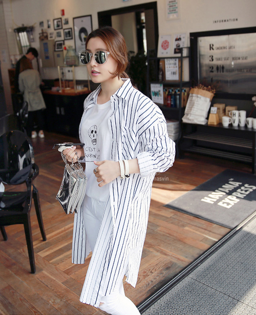 Oversized Stripe Button-Down Shirt