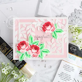 Sunny Studio Stamps: Everything's Rosy Vintage Jar Botanical Backdrop Friends Card Congrats Card Lexa Levana Leanne West