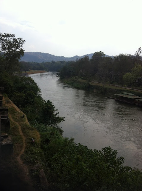 View from the train at the death railway, Kanchanaburi, Thailand 