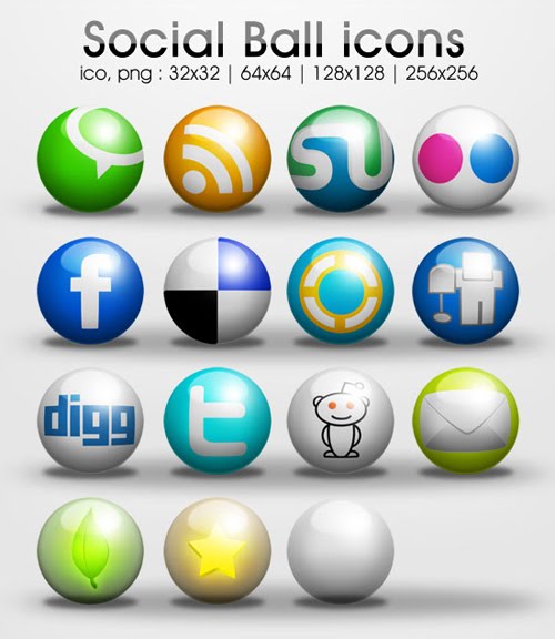 Freebie : 3D Ball – Social Media Icon Set