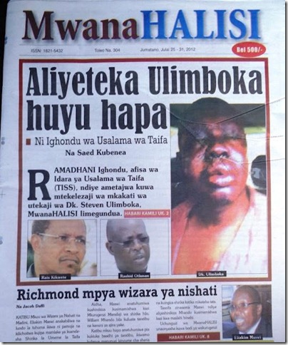 MwanaHalisi Aliemteka Dr Uli