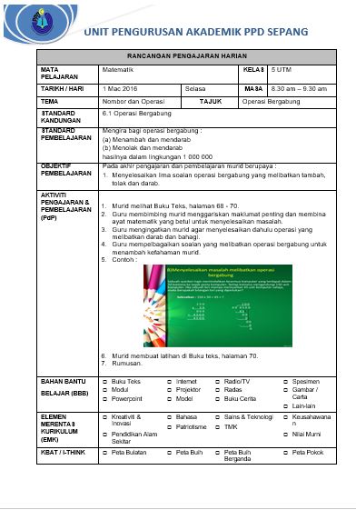 Free Download Contoh Rph Matematik Untuk Pdpc Pak 21 Mykssr Com