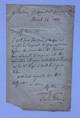 Letter from Louis Blanc to George Jacob Holyoake