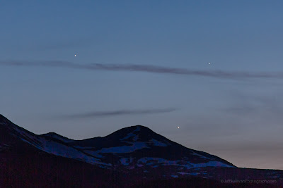 Pursuing the Venus, Jupiter, Mercury conjunction on May 26, 2013. Too high of a horizon at Mono Lake!