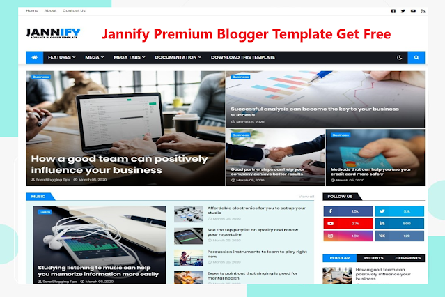 Jannify Premium Blogger Template Get Free