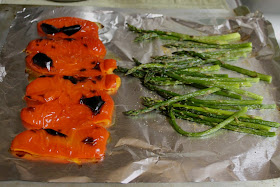 Roasted Red Pepper and Broiled Asparagus