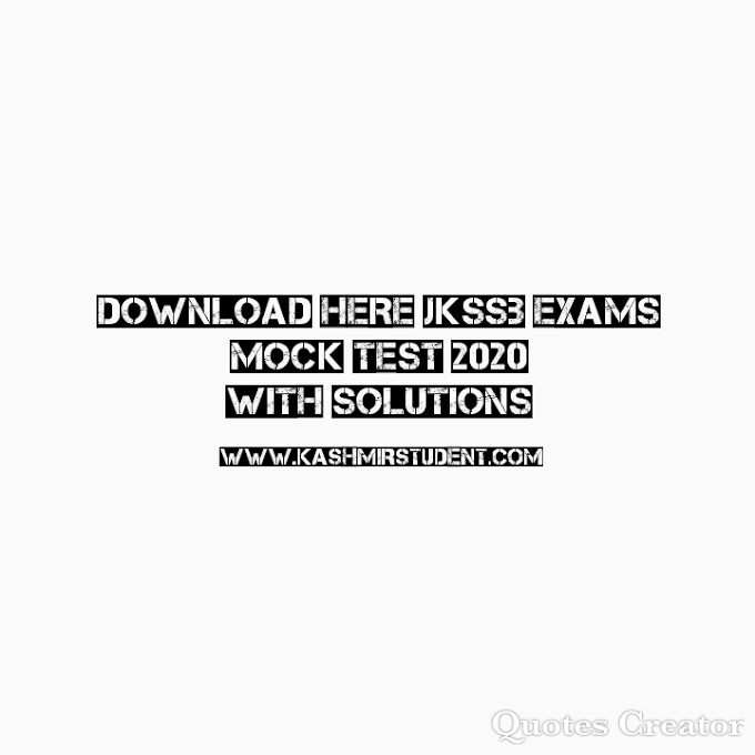 Download Here JKSSB Exams Mock Test 2020 Part 1 with Solutions