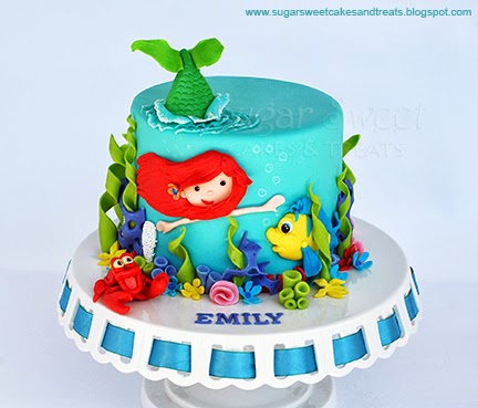 Little Mermaid Cake with Tail Fin Splashing out of the top
