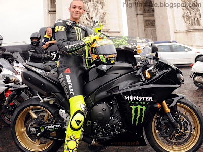 a special edition Monster Energy livered R1 by the Arc de Triomphe