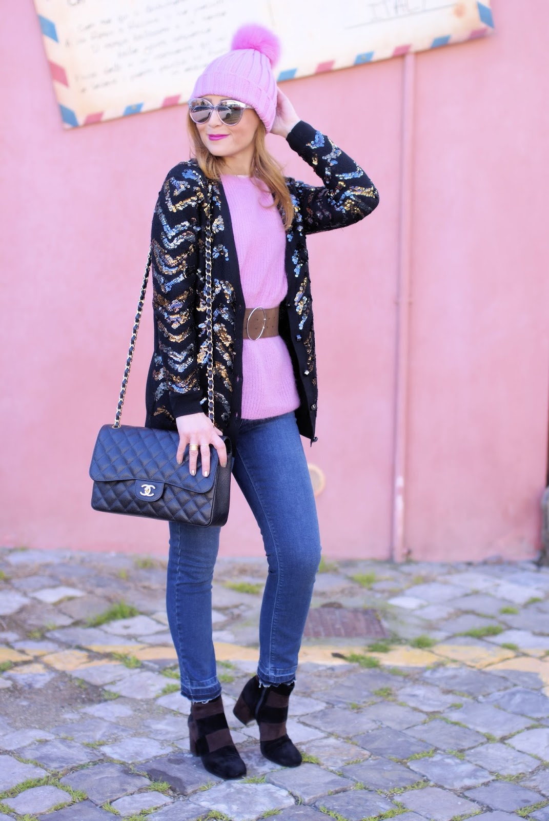 How to wear sequins in the daytime with Diorama2 sunglasses on Fashion and Cookies fashion blog, fashion blogger style