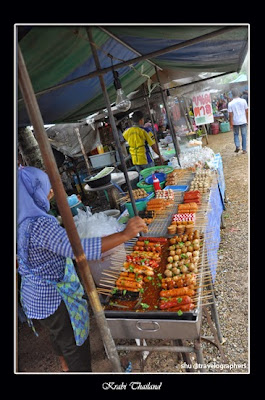 moslem in thailand, krabi, night market, street vendor, islam thailand, pasar malam, menu halal thailand