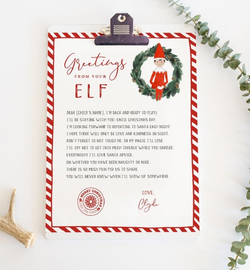 personalised elf arrival letter