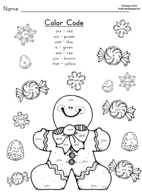 Gingerbread for word Blog:  worksheets christmas kindergarten A of week. kind sight Ms.M's