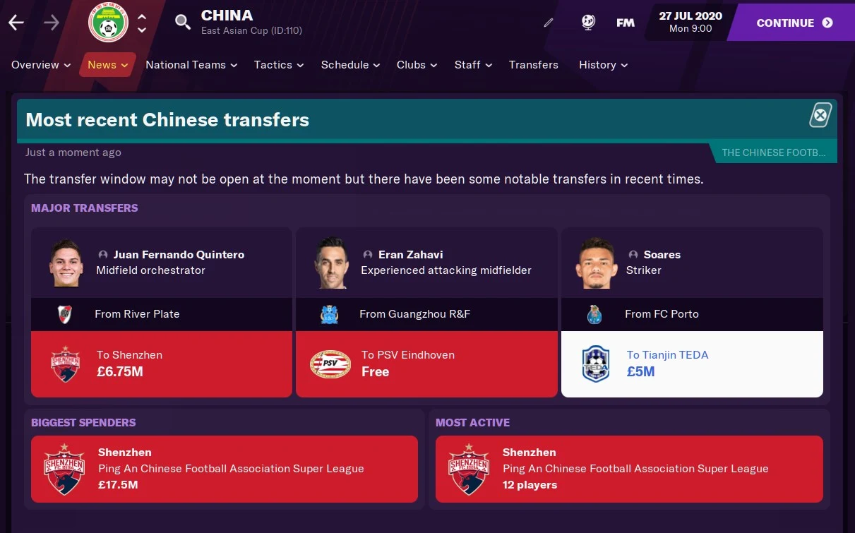 Football Manager 2021 China Money