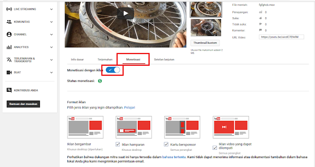 Gila! Upload Video Dapet Duit, Gara gara Daftar Google Adsense Youtube Monetisasi Video 