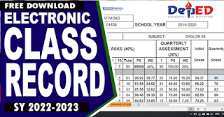 E-Class Record Templates (DepEd ECR for SY 2022-2023)  FREE DOWNLOAD