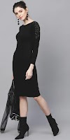 SASSAFRAS Women Black Solid Bodycon Dress         ₹ 719