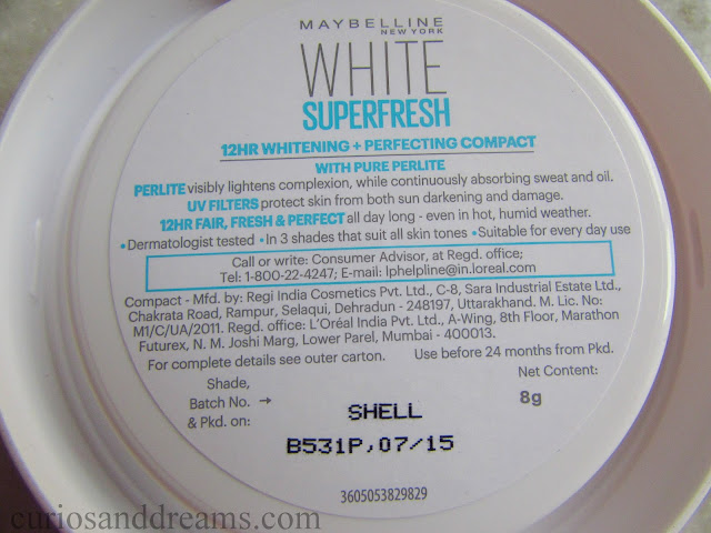 Maybelline White Superfresh Compact review, Maybelline White Superfresh Compact swatches