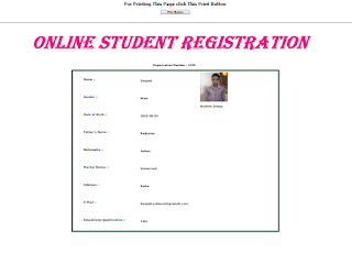 Online Student Registration in php