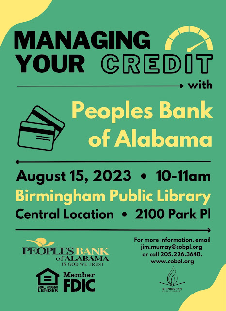 Flyer advertising the Managing Your Credit program at the Central Library