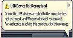 usb device not recognized