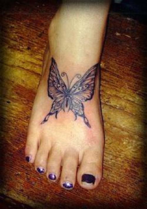 free butterfly tattoo designs on the foot girls