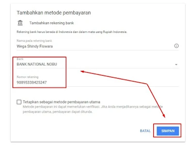 Mengisi Formulir Rekening Pembayaran