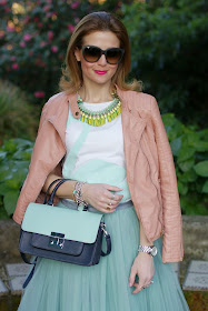 Outfits, tulle skirt, mint tulle skirt, Sodini bijoux necklace, Rose a Pois, Fashion and Cookies, fashion blogger